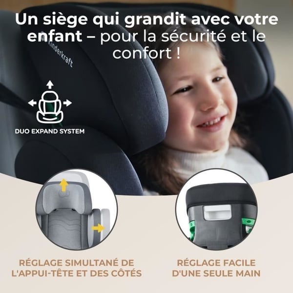 KINDERKRAFT - Bilbarnstol Xpand 2 I-size + isofix system Grå