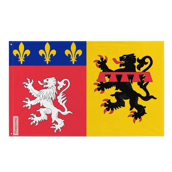 Flagga Rhône – 120 x 180 cm – Resistenta polyester – 2 metalöglor – Inomhus / Utomhus – Pixelforma