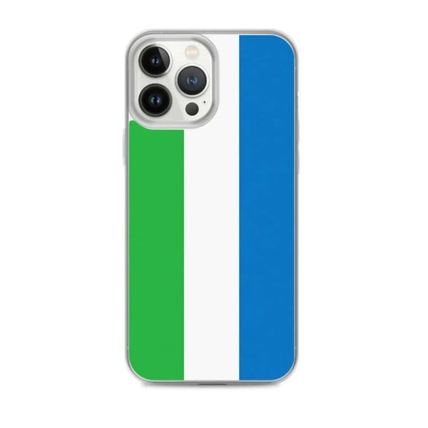 Telefonfodral – Sierra Leones flagga – Kompatibel med iPhone 13 Pro Max – Mjuk etui – Slitstark och stötbeständig – Pixelforma