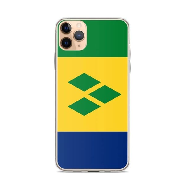 Telefonfodral - PIXELFORMA - iPhone 11 Pro Max - Saint Vincent Flagga - Transparent plast - TPU