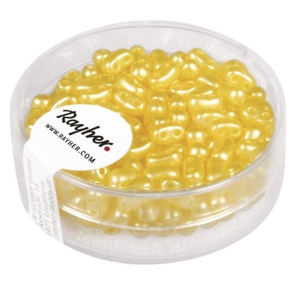 Vaxade rocailles med två hål, 3x5mm, 12g förpackning, solgul