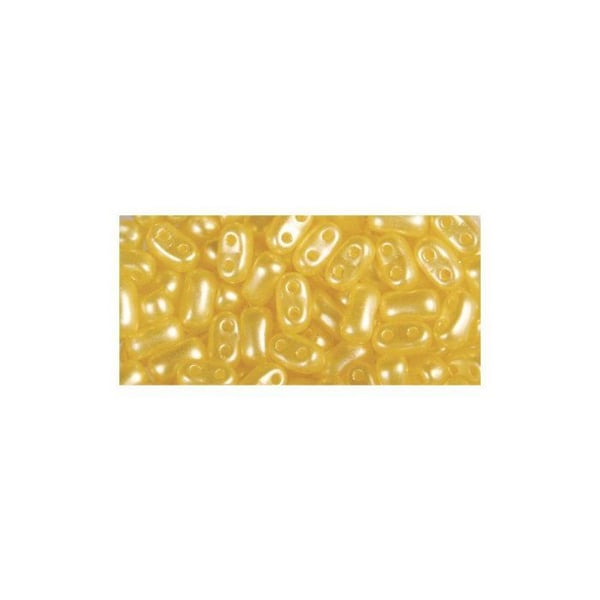 Vaxade rocailles med två hål, 3x5mm, 12g förpackning, solgul