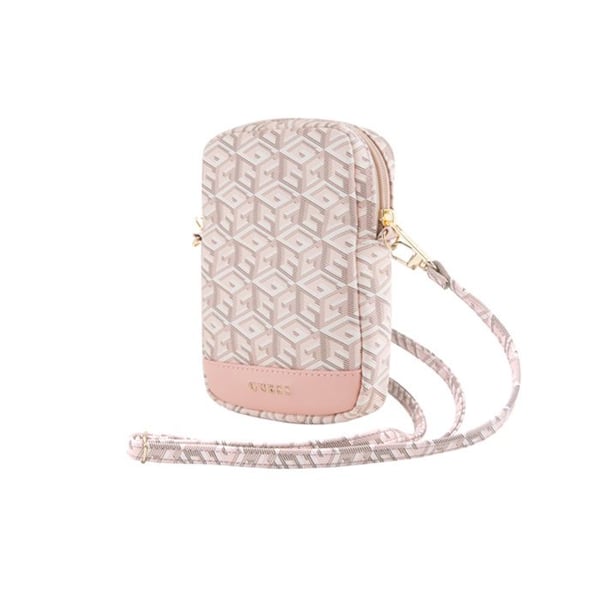 Mobilväska - Guess - Zip GCube Bottom Stripe - Rosa - Ekologiskt läder - Justerbar rem
