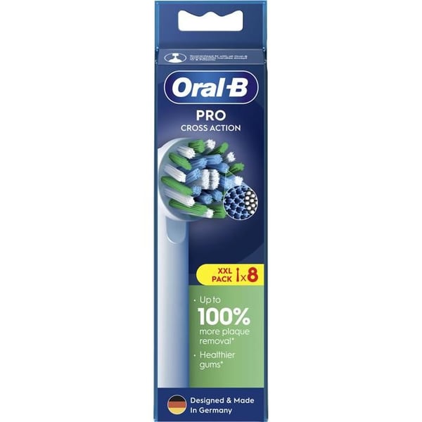 Tandborsthuvuden - ORAL-B - Pro Cross Action - 8 stycken - Vit - För vuxna