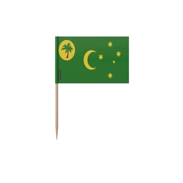 Tandpetare Kookosöarnas flagga - 8 cm - 100 stycken - Klisterplast - Bambupinne - Pixelforma