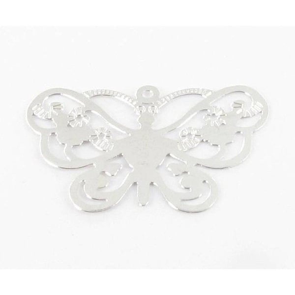 MégaCréa - Filigranstämplad Fjäril 25x16 mm Silverfärgad (10 stycken)