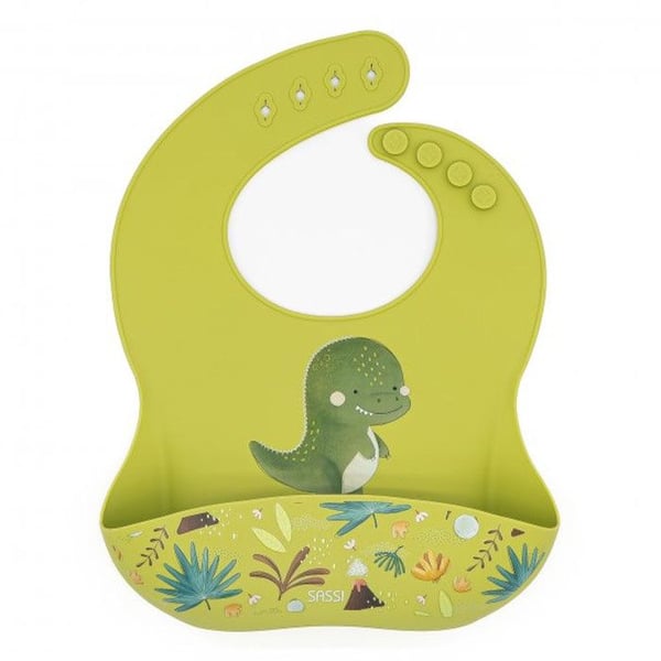 Sassi Junior | Sassi Junior | Silikonuppsamlingshaklapp Djur Grön - 30 x 22 cm DINO