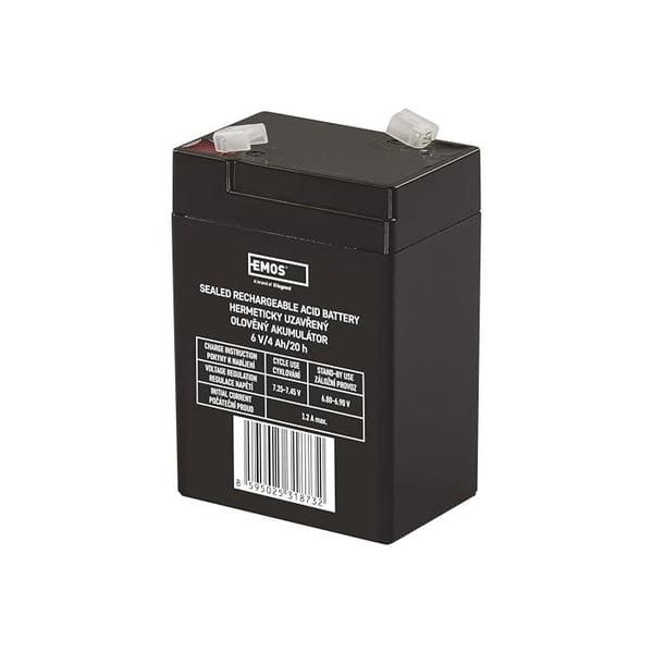 Blybatteri - EMOS - B9641 - 6V 4Ah - AGM - Faston-forbindelse 4,7mm