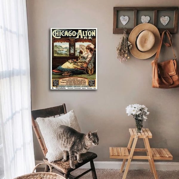 Legendarte - Vintage Chicago & Alton Railroad Reklamaffisch - Målning, Canvastryck cm. 50x70
