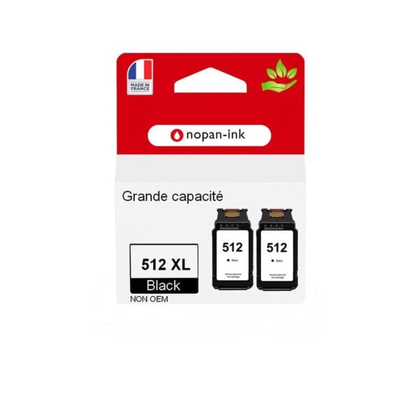 Återvunnen bläckpatron - NOPAN-INK - PG512XL - Svart - 16 ml - Paket 2