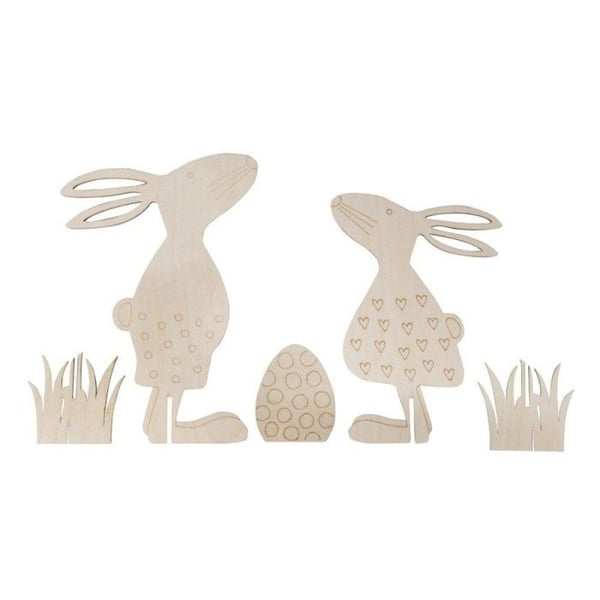 Motiv: Trä Påskvänner med ägg, FSC Mix Cr, natur, i 5 delar, 19,5x27,5cm 1 kit