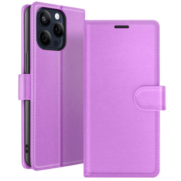 Fodral Plånbok för iPhone 15 Pro Max med Stöd och Magnetflik Zanaé Lila