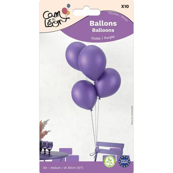 Ballong - LITEN CLOWN - Ø 30 cm - Paket med 10 - Krom - Lila