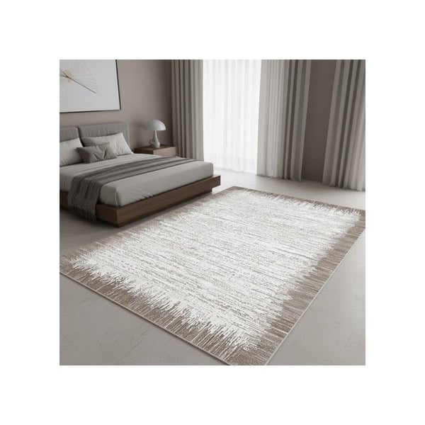 Modern matta - MELIS HOME - 160x230 cm - Vit & Ljus beige - Mjuk, tvättbar - Halkfri