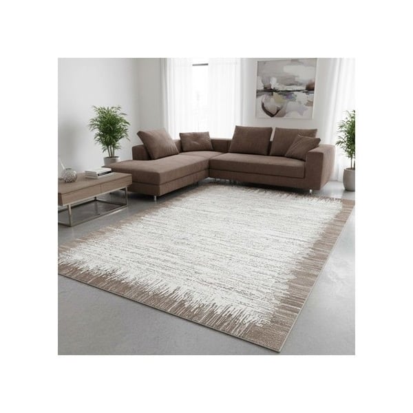 Modern matta - MELIS HOME - 160x230 cm - Vit & Ljus beige - Mjuk, tvättbar - Halkfri