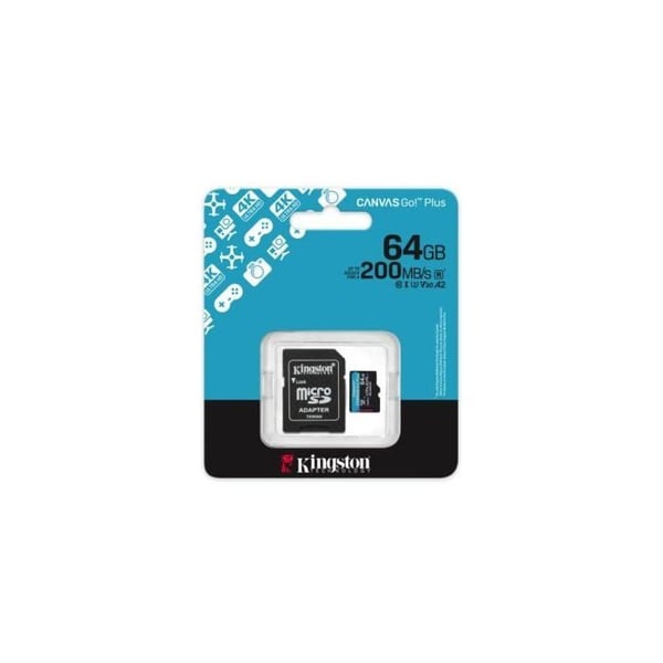 MicroSDXC hukommelseskort - KINGSTON - Canvas Go Plus - 64GB - 200MB/s - U3 V30 A2