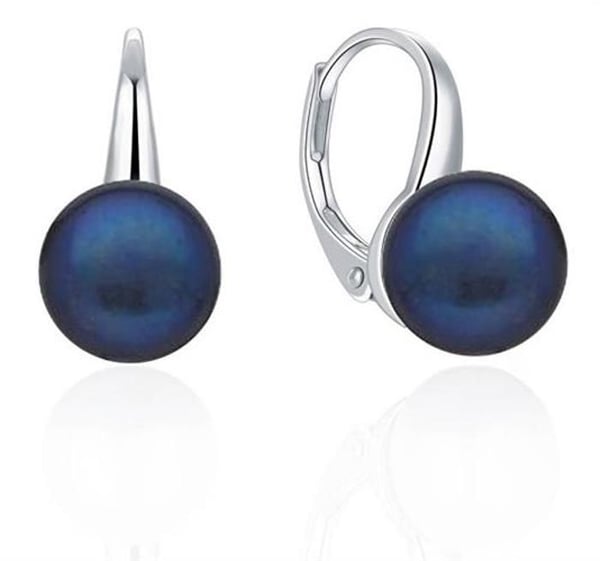 Örhängen - MOISS - EP000092 - Silver 925 - Svarta pärlor - Längd 1,6 cm