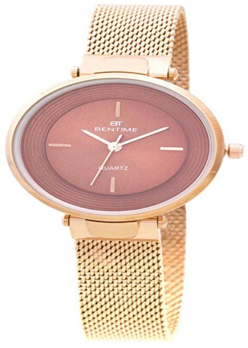 Analog klocka - BENTIME - 006-9MB-13110B - Brun urtavla - Brons visare - Roséguld Milanese rem