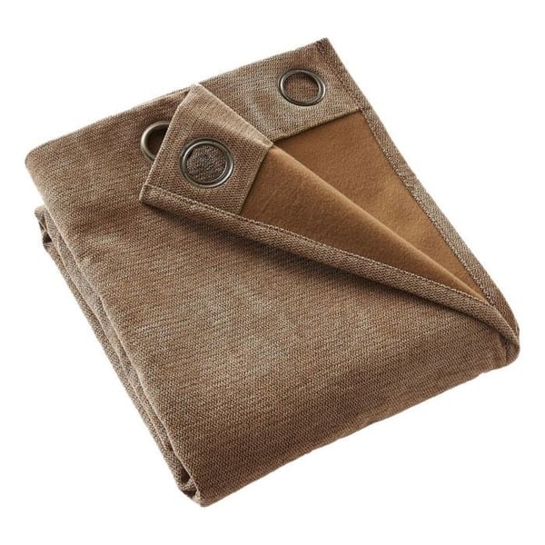 Set med 2 ljud- och värmeisolerande gardiner med polarvadd "Bjorn" 100% ogenomskinlig Le fil d'Ariane - Bjorn Camel - 2 paneler O