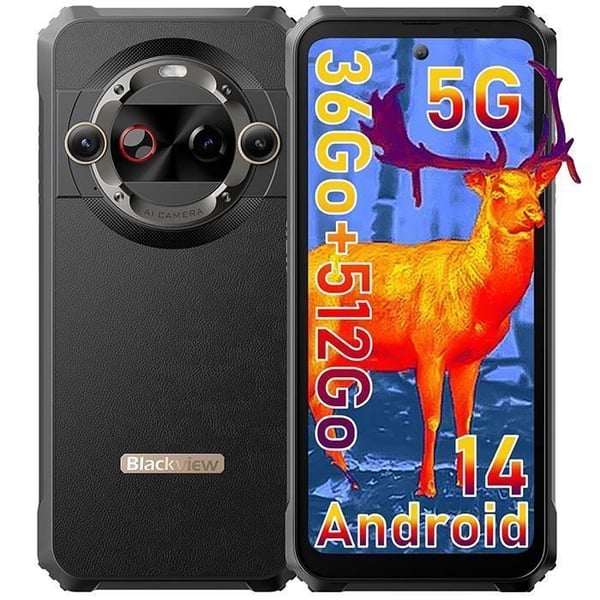 Robust Smartphone Blackview BL9000 Pro Mobiltelefon Okrossbar 5G,(12+24)Go+512Go 6.78",120Hz,50+13MP,Android 14,NFC - Svart