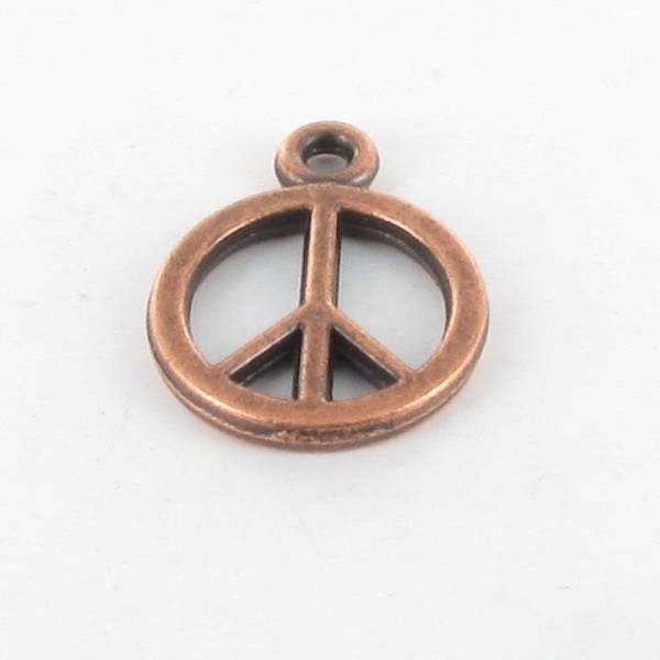 MégaCréa - Metallberlock Liten peace and Love Koppar 10 stycken