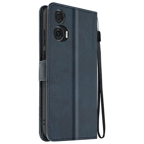 Fodral till Motorola Edge 50 Fusion Handledsrem Flip Wallet Stand Midnight Blue