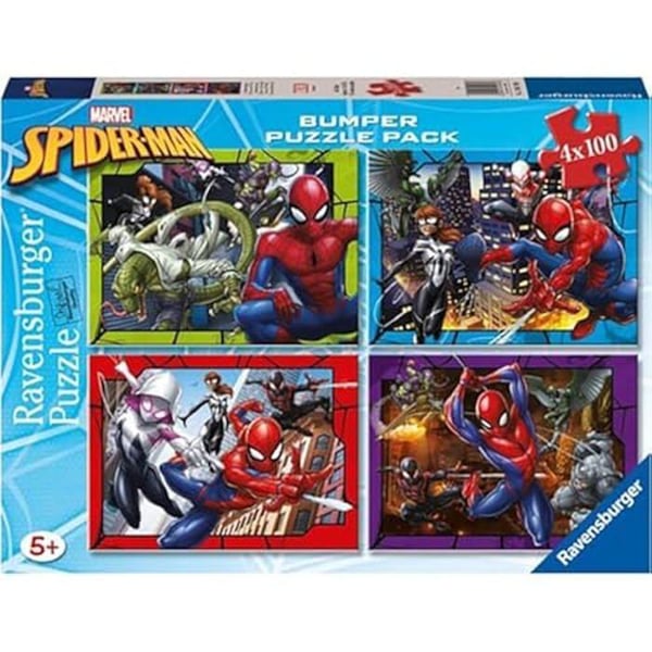 Pussel 2D - RAVENSBURGER - Spiderman - 4 x 100 bitar - Flerfärgad - För barn från 5 år