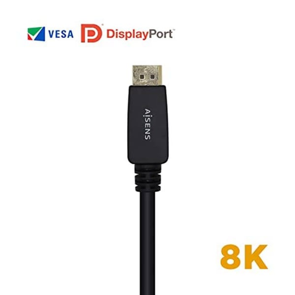 DisplayPort-kabel - AISENS - V1.4 - 8K 60Hz - 3m - Han till Han - 24K guldpläterad