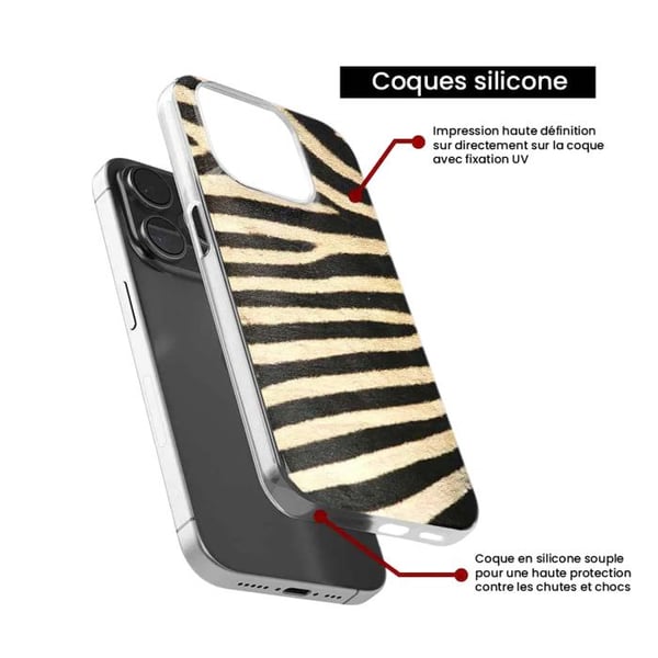 Tryckt silikonfodral som är kompatibelt med Apple iPhone 15 Plus Zebra