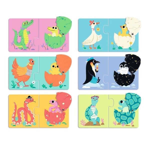 Puzzle Duo artikel - DJECO - De sjove æg - Barn - 24 måneder - Unik farve