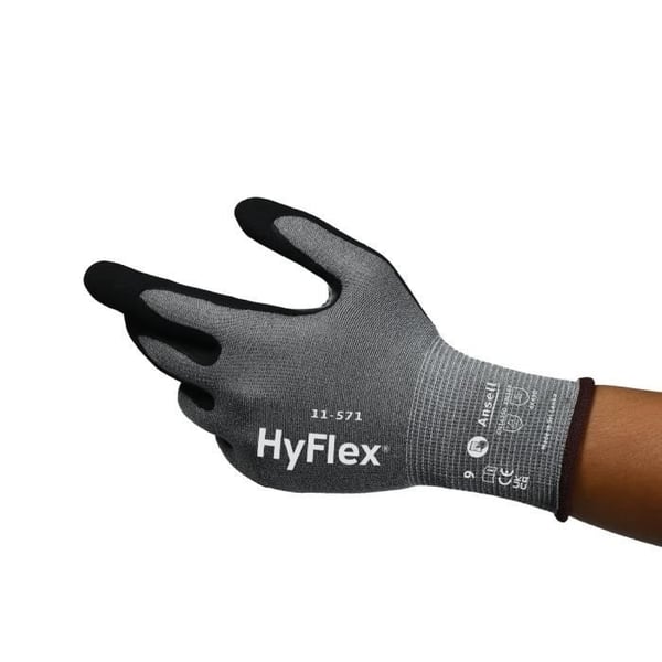 Anti-skärhandskar - ANSELL - HyFlex 11-571 - Nitril som är slitstark - Storlek XL - 12 Par