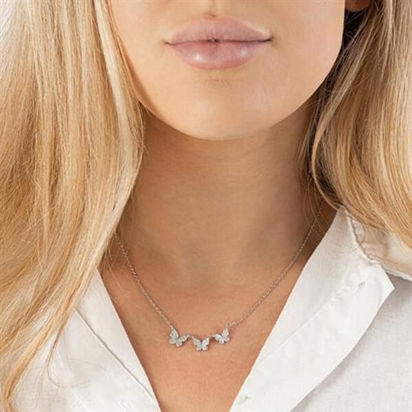 Halsband - AGAIN JEWELRY - AJNA0023 - Sterling silver - Fjärilar - Kubiska zirkoner