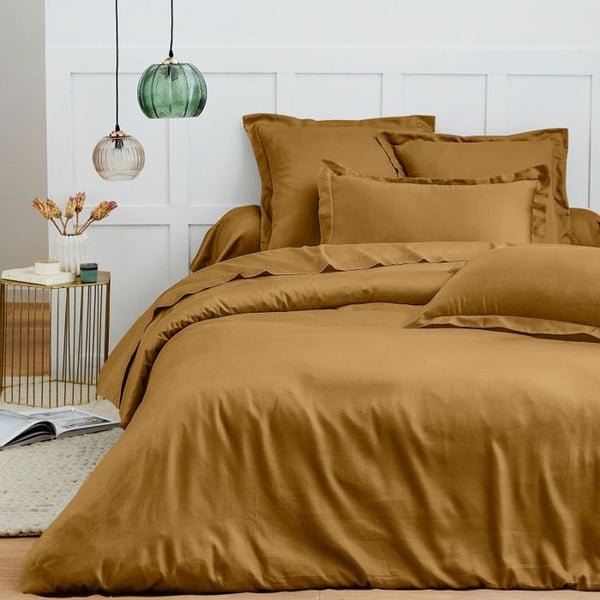4-delad sängkläder "Premium" för säng 140 x 190 cm Karamell 100% Bomull