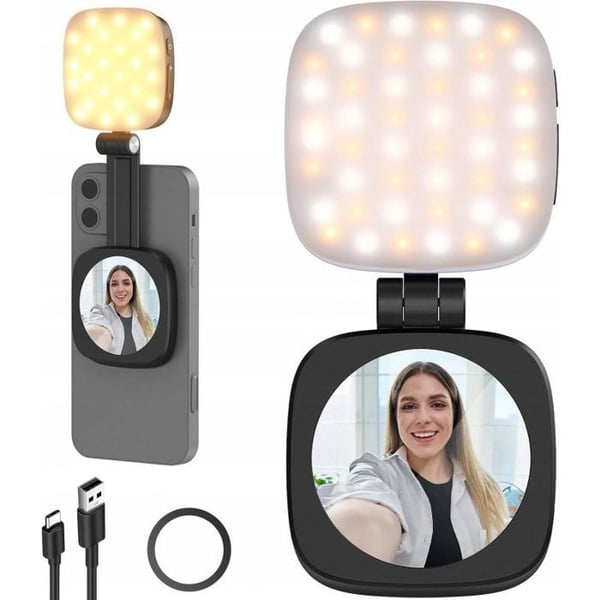 Neewer LED-lampa 48 + Magnetisk selfiespegel Magsafe för telefon och vlogg / Basics Nl48b