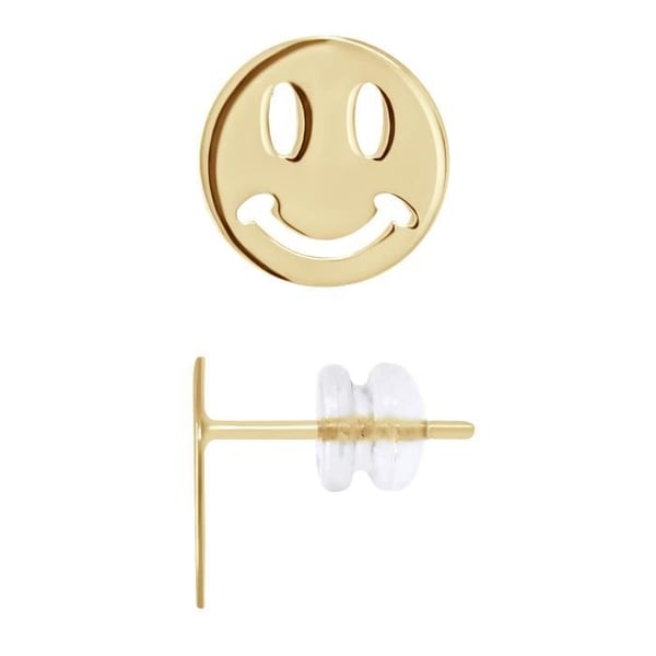 Örhängen - LÉA & ARTHUR - SMILEY Mönster - 18K Guld - Silikon Backsystem - Barn
