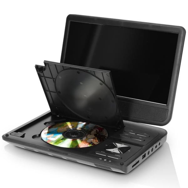 Lenco DVP-1010BK - Bärbar DVD-spelare på 10 tum med USB-anslutning, hörlurar och upphängningsanordning