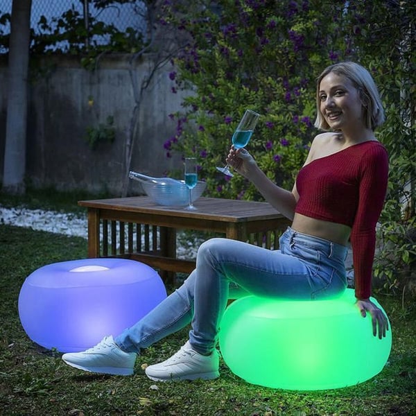 Uppblåsbar stol - InnovaGoods - Rund - Flerfärgad LED - Vattentålig - Bärbar