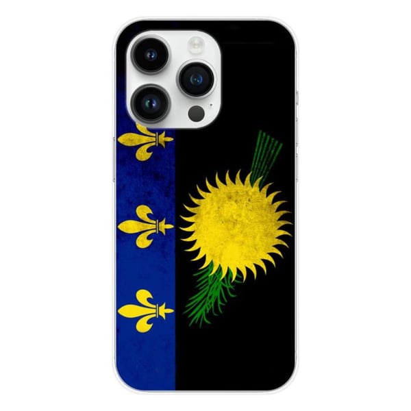 Tryckt silikonfodral som är kompatibelt med Apple iPhone 15 Pro Guadeloupe-flaggan