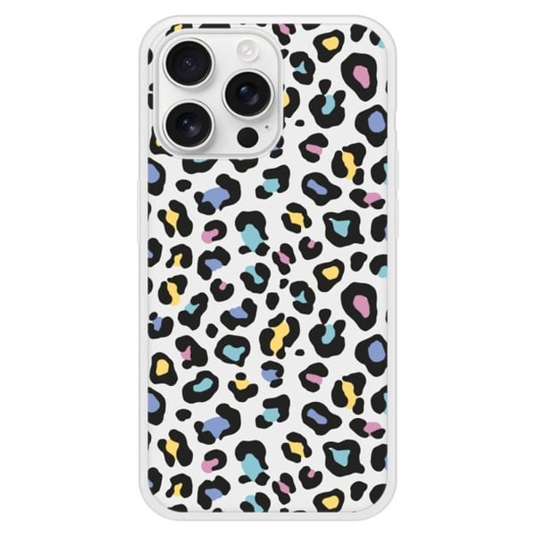 Skal av förstärkt silikon med tryck, kompatibel med Apple iPhone 16 Pro Max, färgglad leopard.