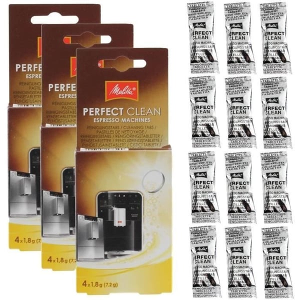 Förpackning med 12 tabletter 1,8 g för Melitta automatiska kaffemaskiner 6762481*3