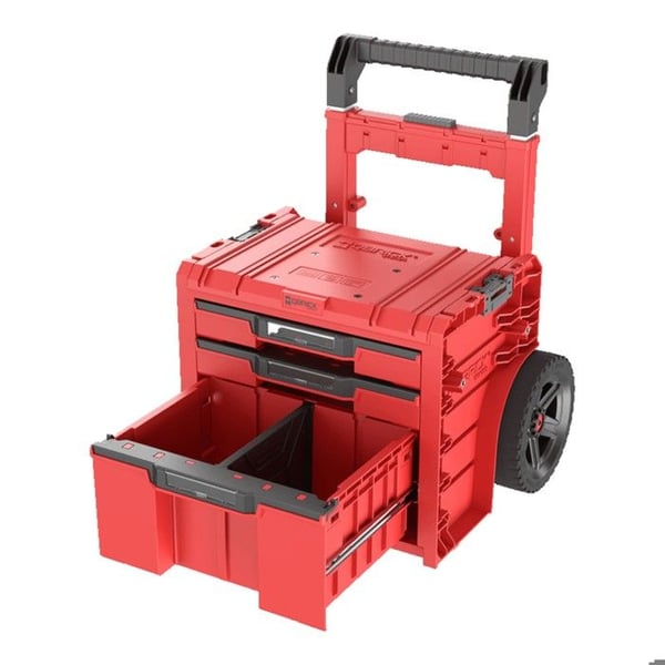 Mobil låda - Qbrick System - PRO Cart 2.0 Plus - Röd Ultra HD - 3 lådor - 9 tum hjul