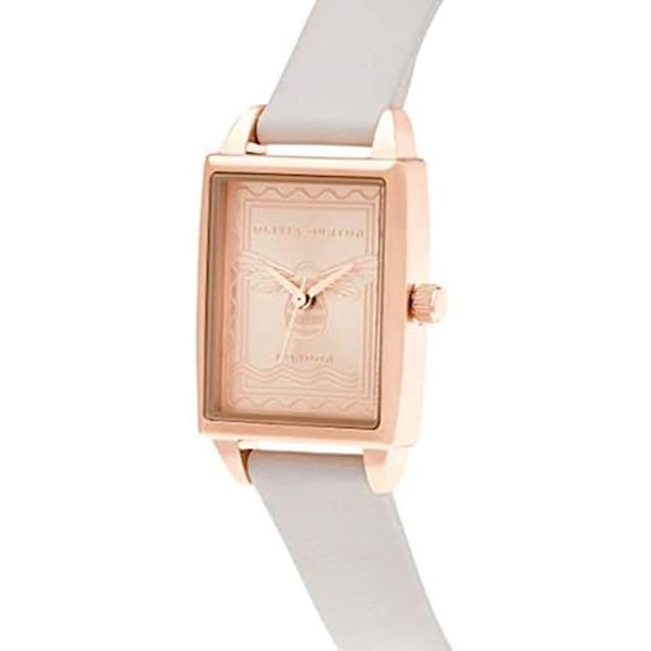 Damklocka - OLIVIA BURTON - London Stamp Bee - Vegan Blush - Metallurtavla - Klassisk stil
