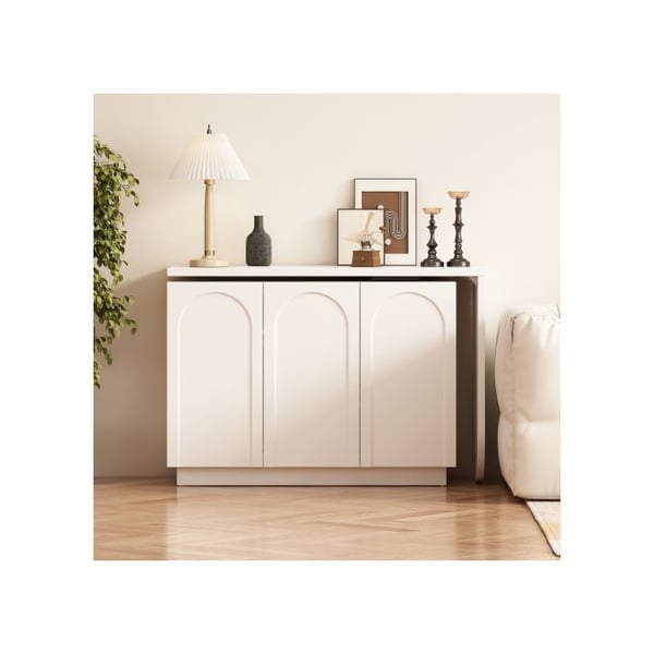 Hjørnekontor - MUVOE - 110 cm - 360° drejborde - 3 justerbare skabe - Hvid