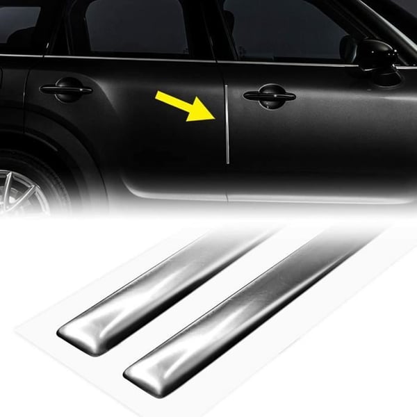 3D-klistreband - 4R QUATTROERRE.IT - 1 x 30 cm - Krom - 2 stycken - Bilskydd