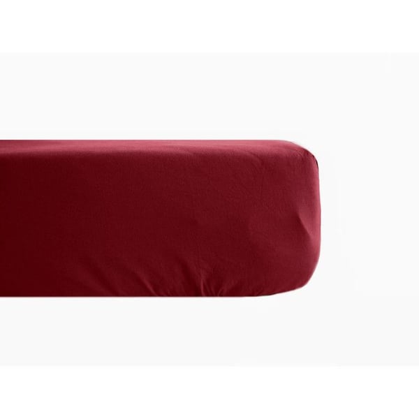 Drap housse percale av 100% kammad bomull med långa fibrer 80 trådar/cm² med en ficka på 35 cm Vent du sud - Karmin - 140 x 190 cm ficka på 3