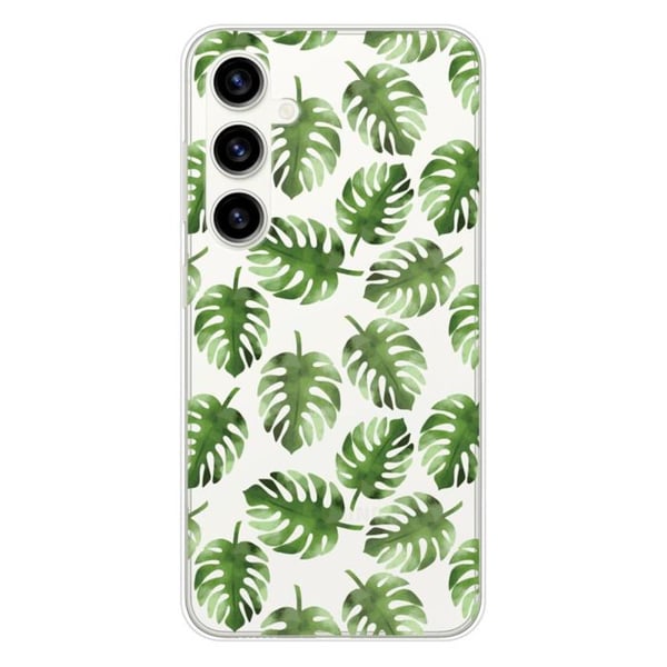 Tryckt silikonfodral som är kompatibelt med Samsung Galaxy S23 FE Monstera löv