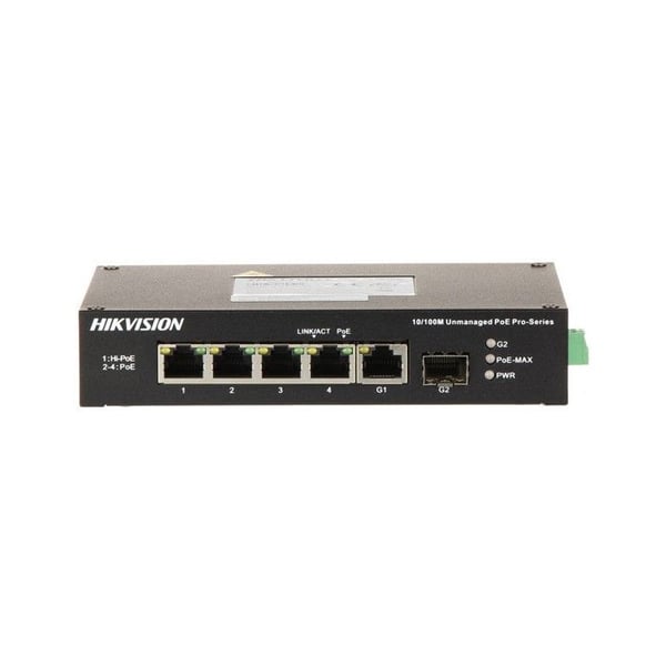 Switch PoE 4 portar - HIKVISION - DS-3T0506HP-E/HS - Icke-hanterbar - Gigabit - 60W PoE