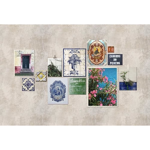 Abstrakt tapet M1-No.60724 Digitaltryck Beige Blå Vintage Collage