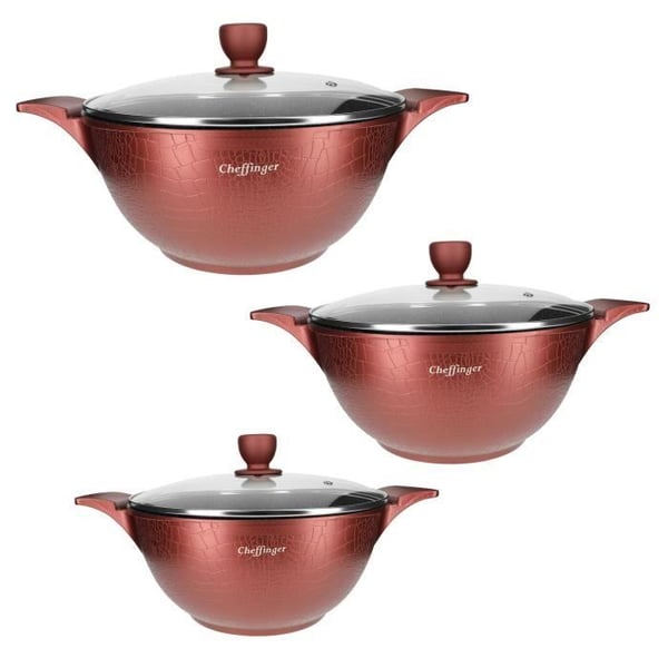 Marmiter - Cheffinger - Modell Krokodil - Hållbar Aluminium - 20/24/28 cm - Non-stick