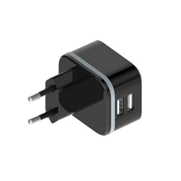 HQ-Power USB-laddare med 2 USB-portar, 5 V 3,4 A 17 W, idealisk för mobiltelefoner, smartphones och mer, detektering